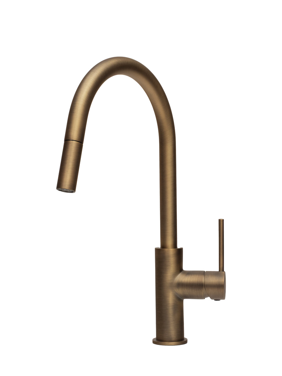 Essence Antique Brass Pull-Out Mixer Tap – Kitchen & Laundry | WELS 5 Star 
