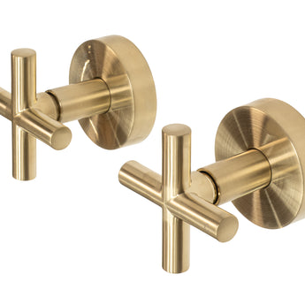 Essence Brushed Gold Cross Handle Taps | WELS 5 Star